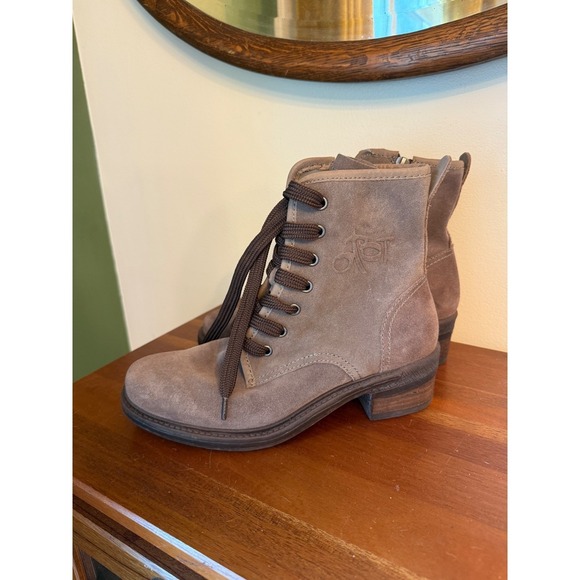 OTBT Suede Ankle Boots Women's Lace Up Zipper Combat Style Country Size 7.5M - Picture 2 of 7